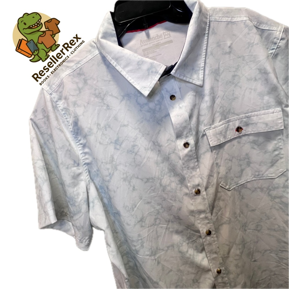 Avalanche Outdoor Supply Company Men's XL White Marble Print Short Sleeve Shirt‎